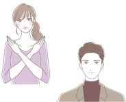 手でバツを作る女性と男性