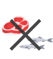 バツ印がついた肉と魚