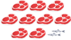 たくさんの肉と魚